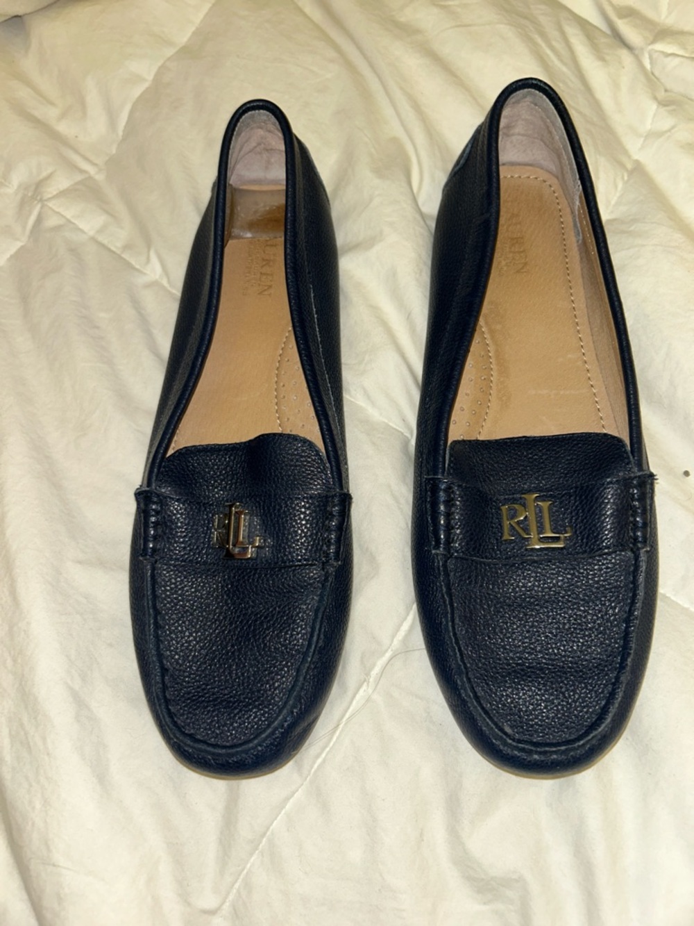 Lauren Ralph Lauren: Navy Blue Loafers 100% Leather: Woman 8.5/Men 7